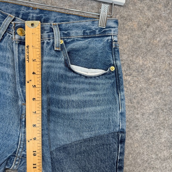 Levi's 501 Patchwork Jeans Womens 27x28 Button Big E Colorblock Blue Black White - Picture 7 of 16